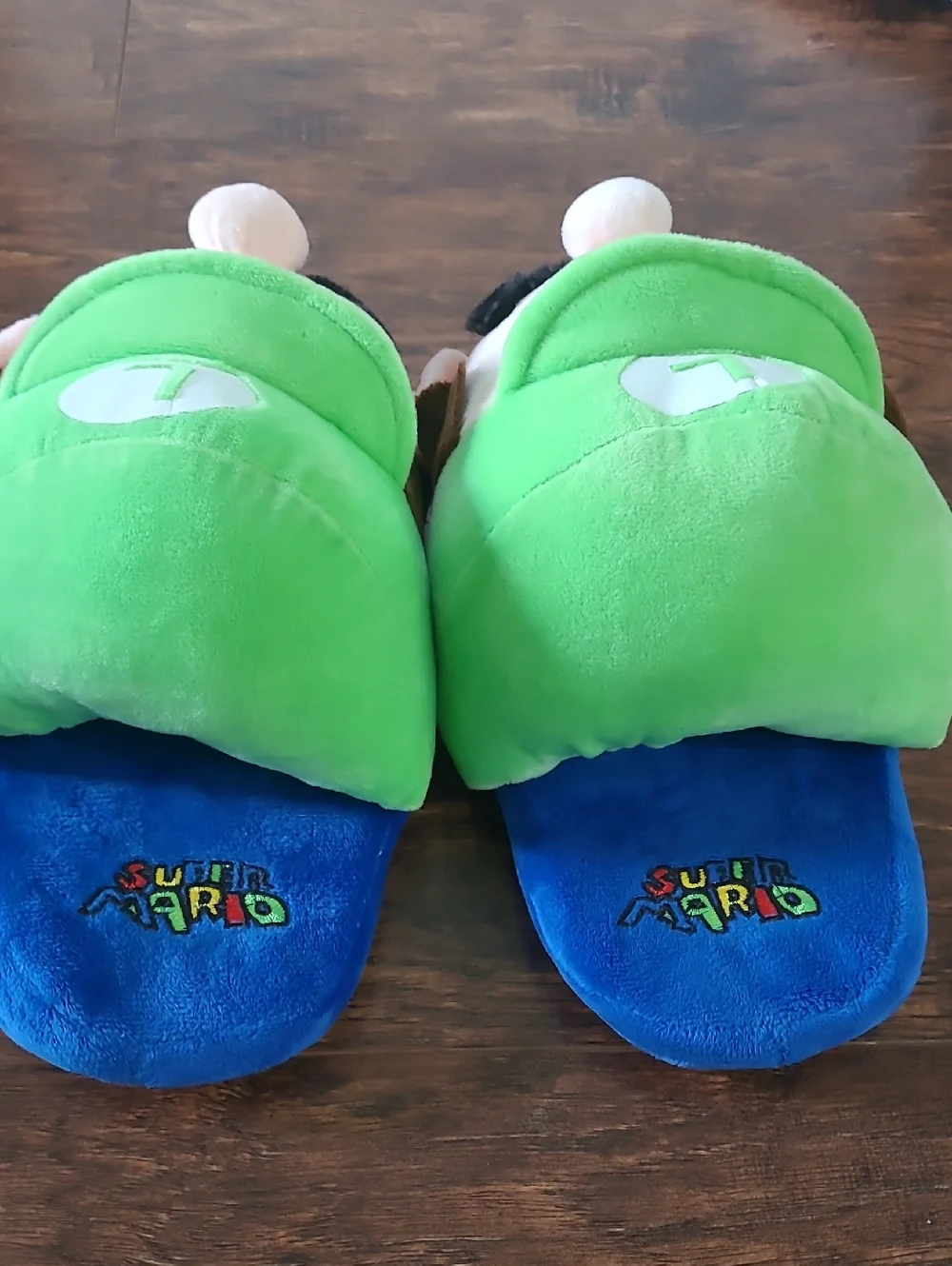 Luigi Plush Character Slippers - Green & Blue